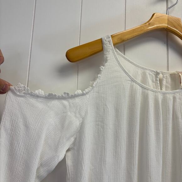 Sundance Women's Boho Chic Beach Peplum Gauze Ruffle Cold Shoulder Top Size M - Picture 6 of 7